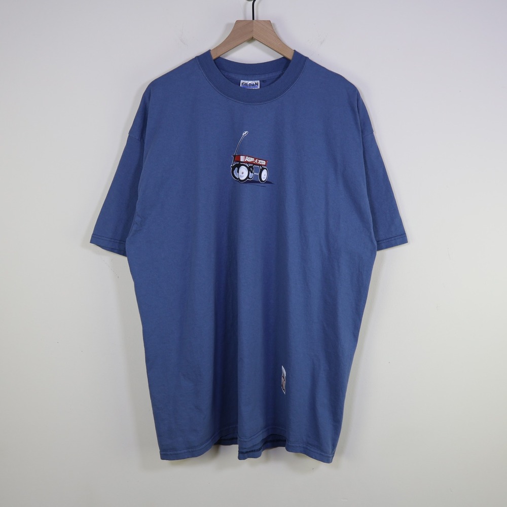 Vintage Y2K Radio Flyer Little Red Wagon T-Shirt XXL Blue Cotton Graphic